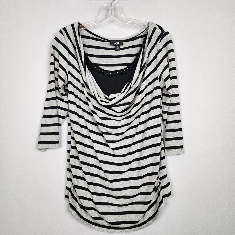 AGB Stripe Shirt Sz Medium - Black And Grey Tunic
